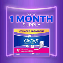 Always Discreet plus very light long incontinence liner box, 132 count