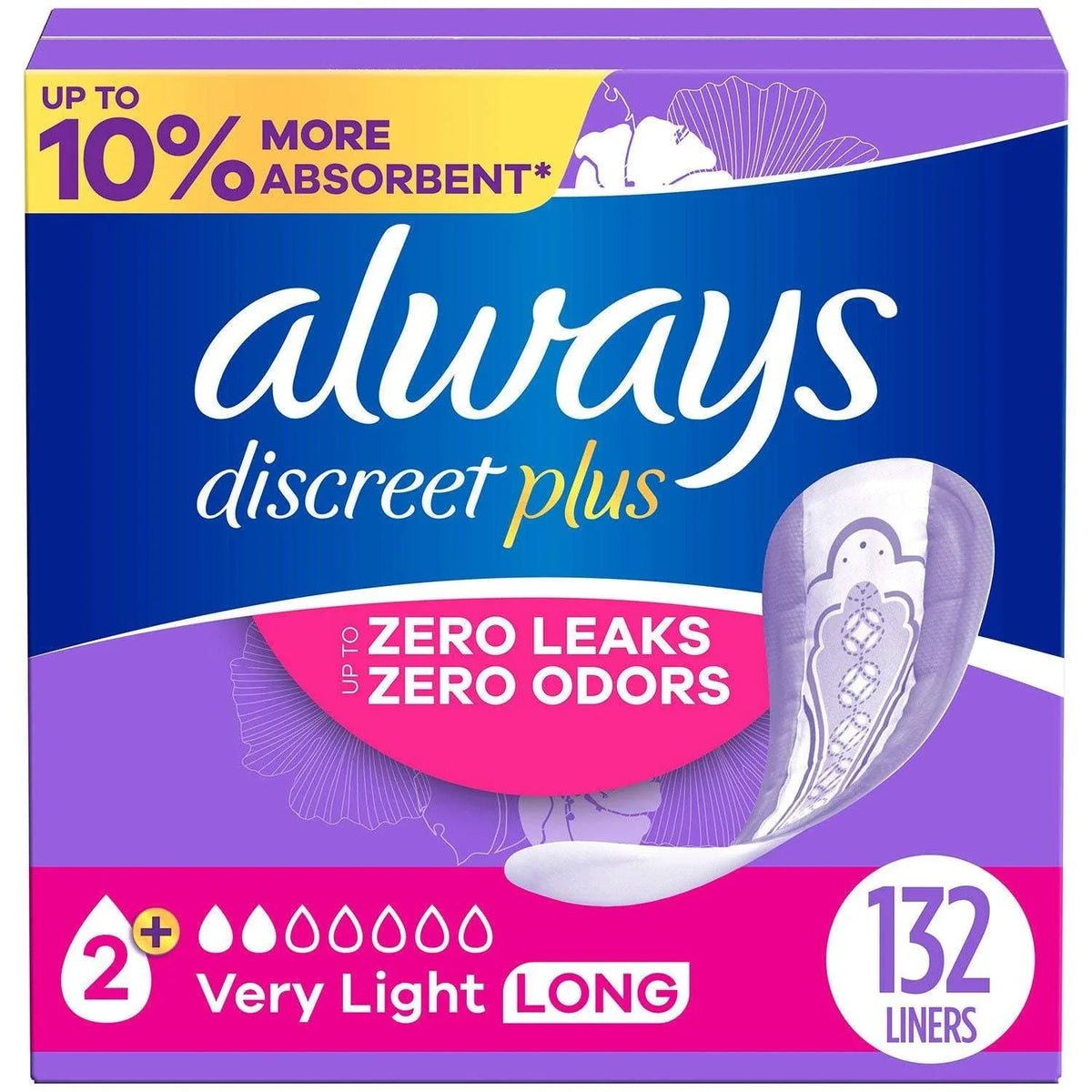 Always Discreet plus Incontinence Liners for Women, Very Light Long, 132 ct. - USA MEGA SHOP