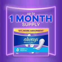 Moderate incontinence pad pack labeled for up to 1 month supply