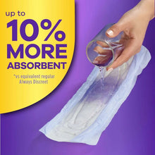Moderate long incontinence pad with absorbent core, shown with pour test