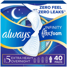 Always Infinity FlexFoam size 5 extra heavy overnight pads with wings, 40 pads