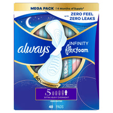 Always Infinity FlexFoam size 5 extra heavy overnight pads with wings, 40 count