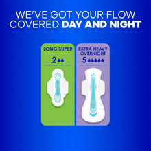 Long super and extra heavy overnight pad icons