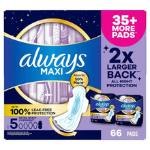 Always maxi overnight pads box, 66-count, size 5 with wings