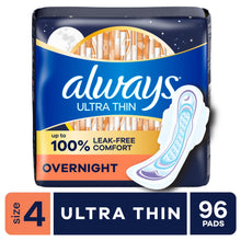 Always ultra thin overnight pads with wings, size 4, 96-count package (3-pack)
