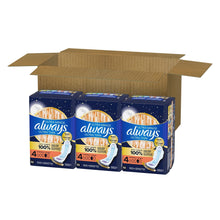 3-pack carton with Always ultra thin overnight pad boxes, size 4, ready to ship