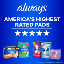 Always pads multipack box with rating stars and assorted count packages