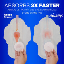 Always ultra thin pads with wings shown in hand, size 2 long super, 2 pads