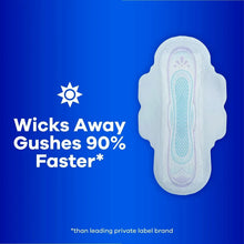 Ultra-thin long super pad with wicking claim, shown as an outlined pad