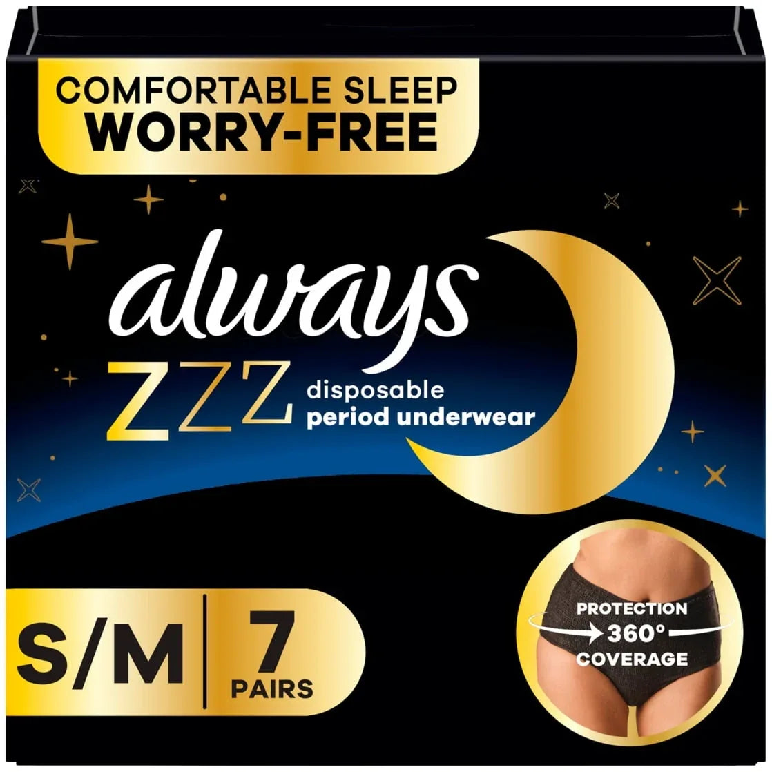 Always ZZZ Overnight Disposable Period Underwear Size L, 7 Count