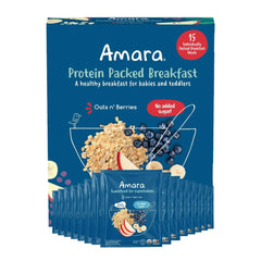 Amara Baby and Toddler Protein Packed Breakfast Cereal Oats and Berries, 15 Meals - USA MEGA SHOP