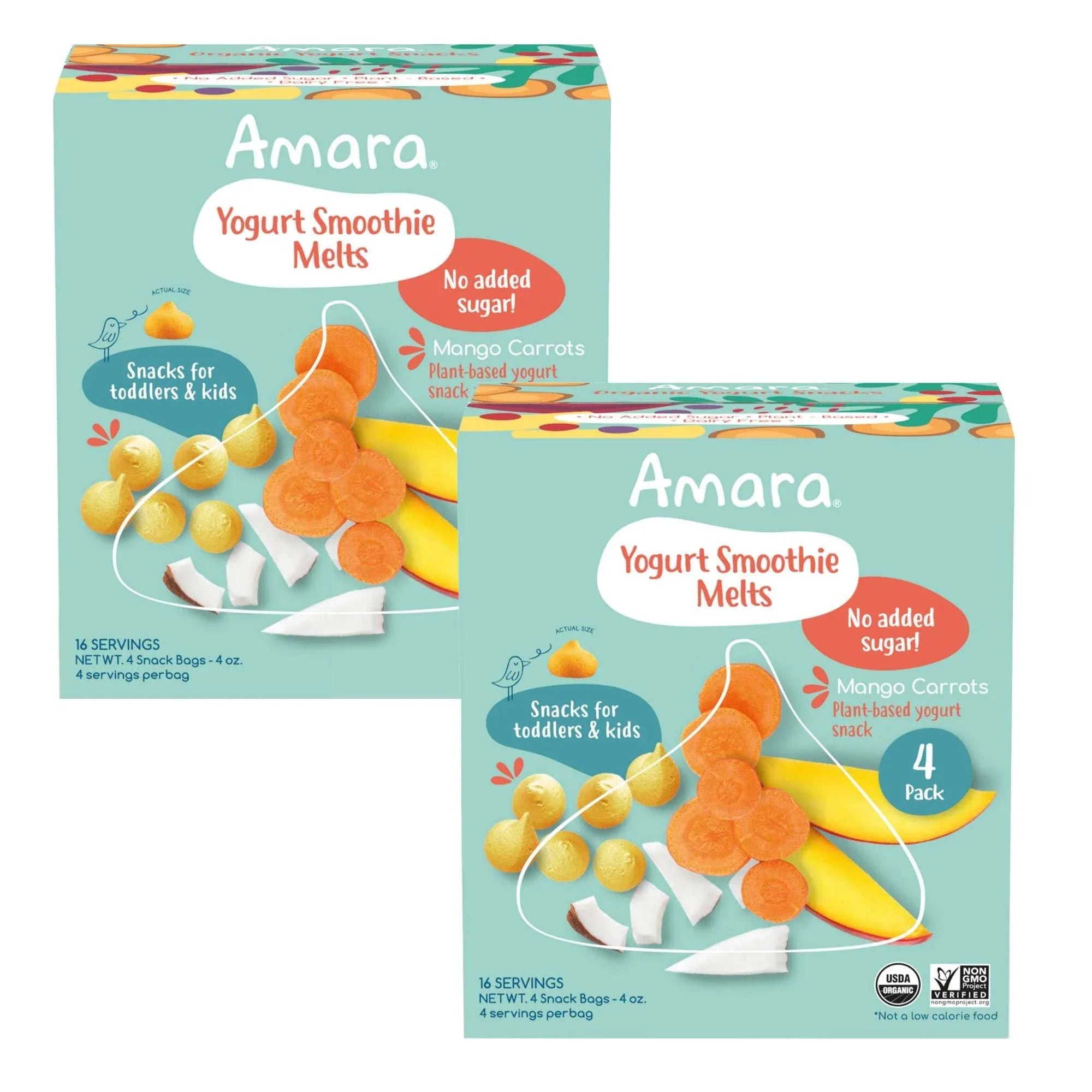 Amara Organic Yogurt Smoothie Melts 4 (1 oz.) Bags Per Box - USA MEGA SHOP