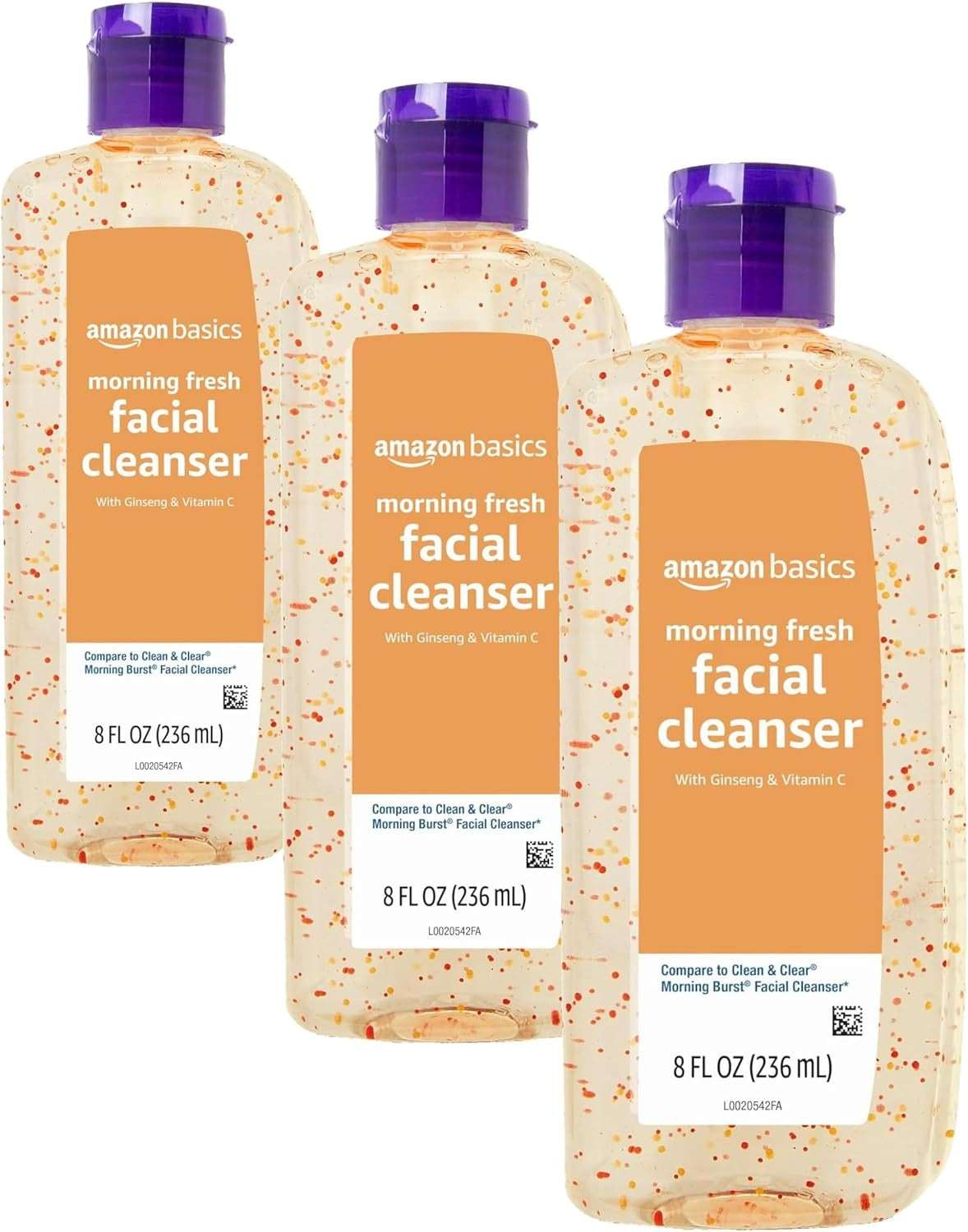 Amazon Basics Morning Fresh Facial Cleanser with Ginseng and Vitamin C, 8 fl oz (3-Pack)