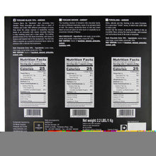 Back labels on multiple dark chocolate bars with Nutrition Facts panels