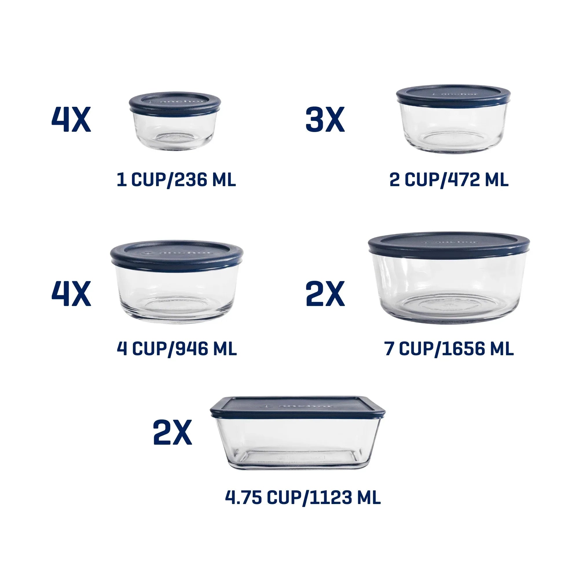 Anchor Hocking Glass Food Storage Containers with SnugFit Lids, 30 Piece Set