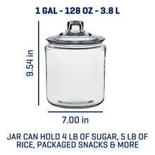 Clear 1-gallon glass jar with domed lid