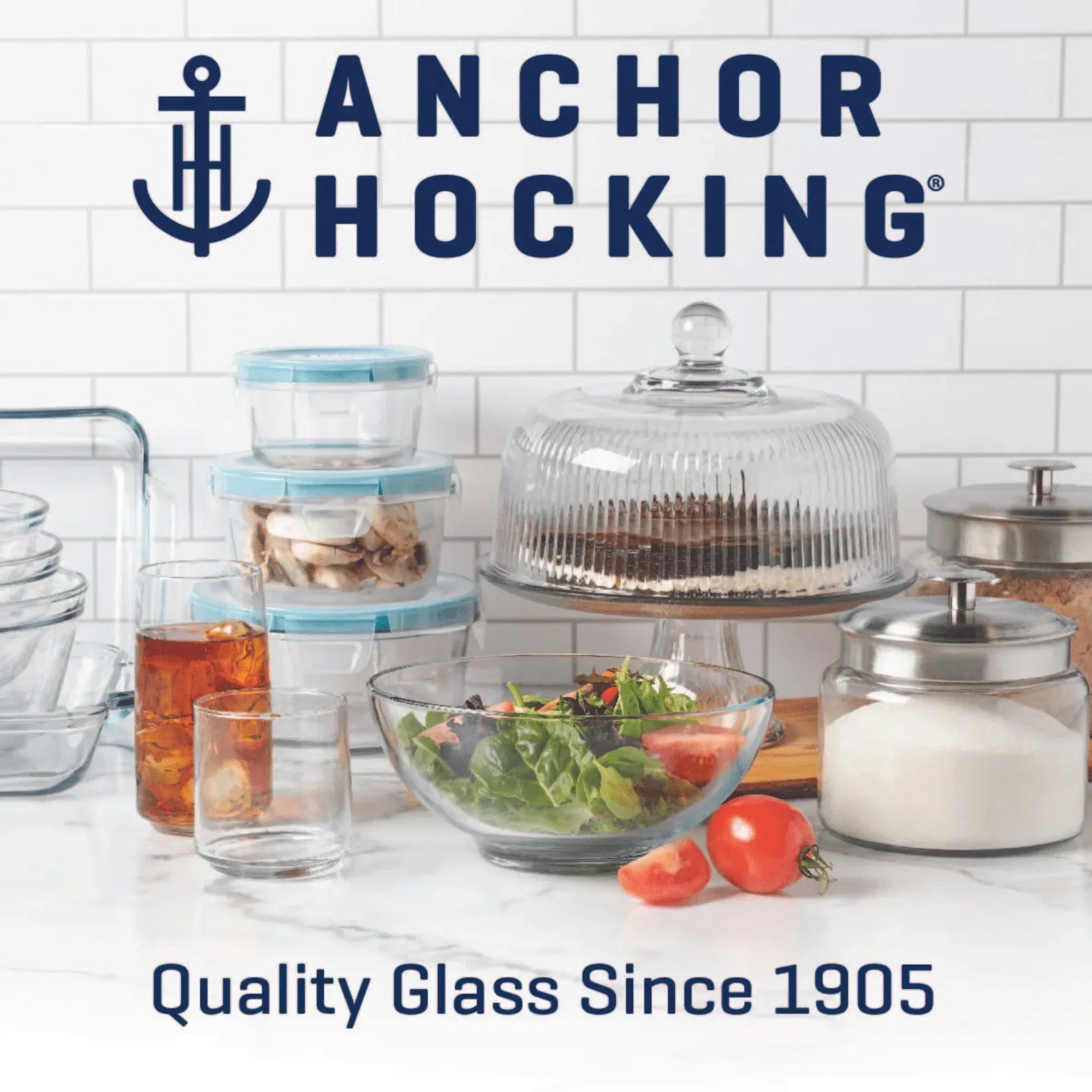 Anchor Hocking Heritage Hill Glass Jar with Lid, 1 Gallon, Well Suited to Pantry Jar Storage and Display