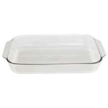 Clear glass rectangular baking dish with integrated side handles