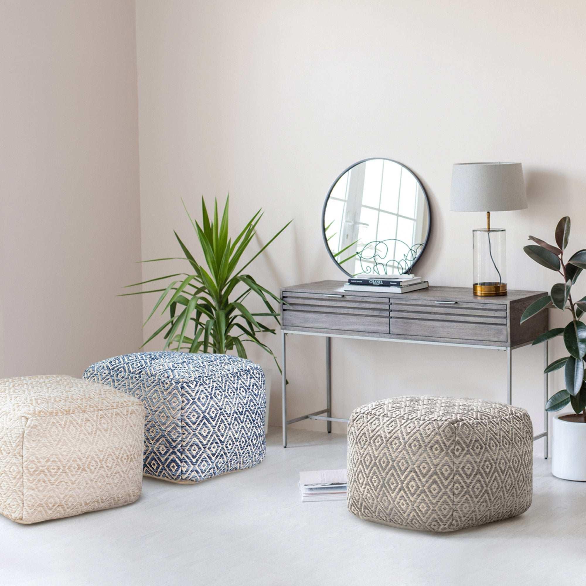 Anji Mountain Woven Diamond Pouf - USA MEGA SHOP