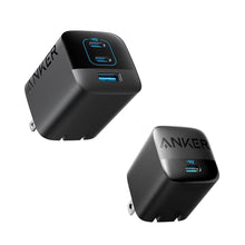 Anker fast charging wall charger with two USB ports, black compact design