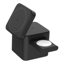Black 3-in-1 wireless charging stand with circular charging pad