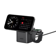 3-in-1 charging stand with phone display and smartwatch cradle, black