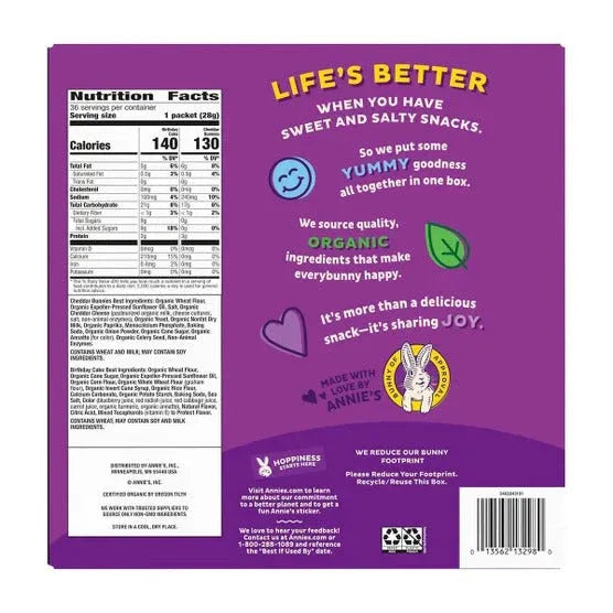 Annie's Organic Bunny Snack Pack Baked Crackers and Graham Snacks, 1.07 oz, Variety Pack, 36-count - USA MEGA SHOP
