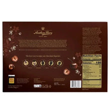 Chocolate bottle assortment gift box back panel with nutrition facts and ingredients
