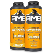 Anti friction body powder 2-pack: two AMB orange bottles, talc-free
