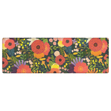 Rectangular kitchen runner rug featuring a dense multicolor floral pattern.
