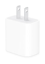 Apple 20W USB-C power adapter wall charger with two-prong plug, white