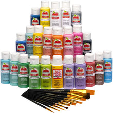 Art lessons paint kit with matte acrylic bottles, Mod Podge sealer, and paint brushes