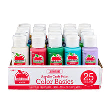 Acrylic craft paint set box with 25 matte color bottles