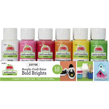 Acrylic craft paint set: bold bright satin bottles with 12 colors, 2 fl oz each