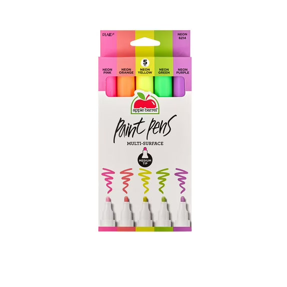 Apple Barrel Multi-Surface Medium Tip Paint Pens Set, Metallic, 5 Piece