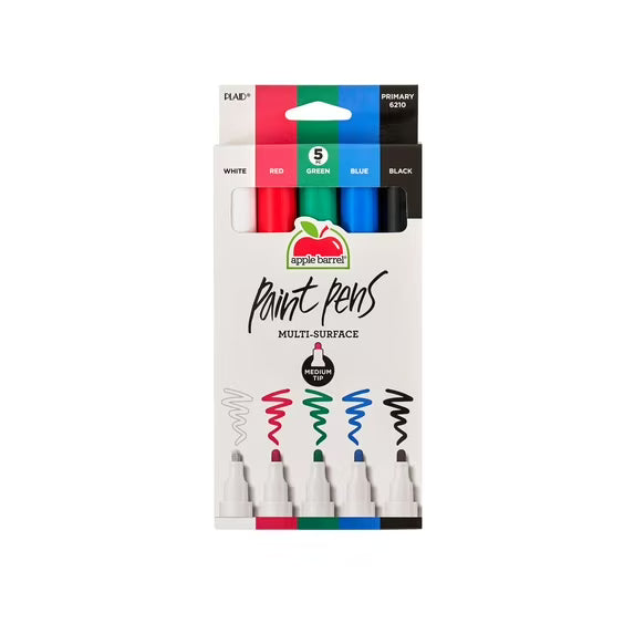 Apple Barrel Multi-Surface Medium Tip Paint Pens Set, Metallic, 5 Piece