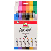 Apple Barrel paint pens basic value set, medium tip, 12 colors on package