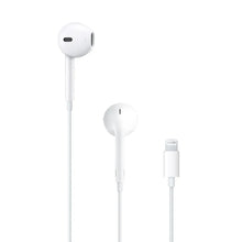Wired white earbuds with Lightning plug and two-earbud wired design