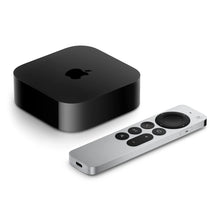 Apple TV 4K streaming box with silver Siri remote