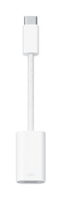 Braided USB-C to Lightning adapter cable with white connectors and cable