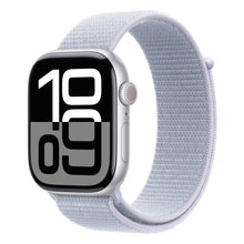 Apple Watch Series 10 smartwatch with light gray Sport Loop strap