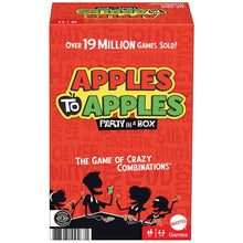 Apples to Apples card game box with red “Party in a Box” design
