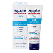 Aquaphor Baby 3-in-1 diaper rash cream with zinc oxide, hypoallergenic tube and box