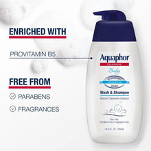 Baby wash & shampoo bottle with blue pump cap, natural chamomile essence