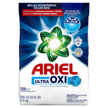 Laundry detergent powder bag with Ariel Ultra Oxi front design and load count