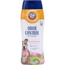 Arm & Hammer dog deodorizing shampoo bottle, odor control, kiwi blossom scent, 20 oz.