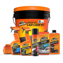 Armor All essential car care kit bucket with orange lid and spray bottles