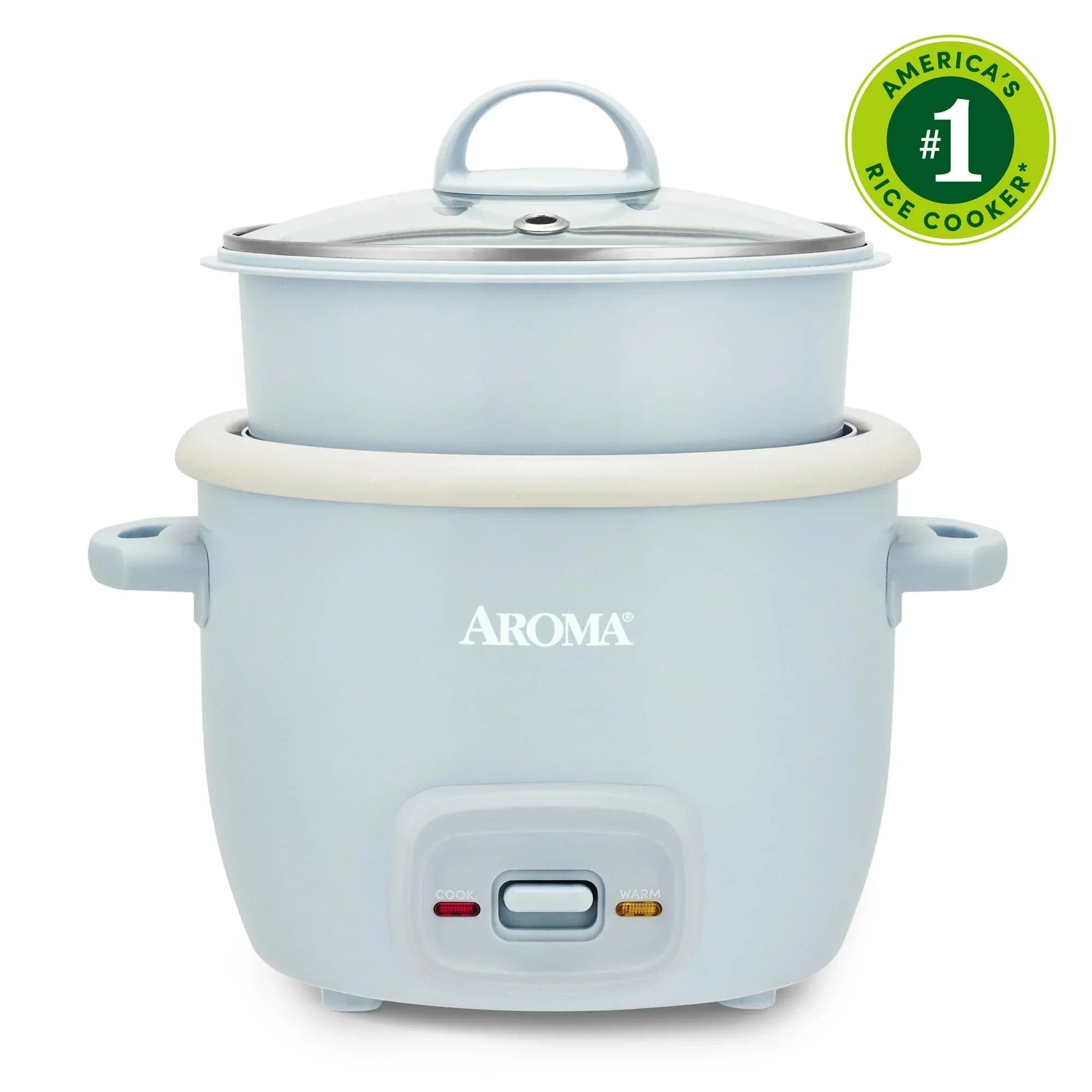 AROMA® 4-Cup Cooked, 2-Cup Uncooked Rice Cooker & Food Steamer with Bonded Granite® Nonstick Ceramic & Pop-Up Steam Tray - Blue - USA MEGA SHOP
