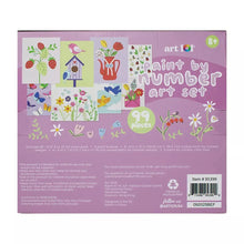 Art 101 paint-by-number art set packaging back with sample artwork and item info