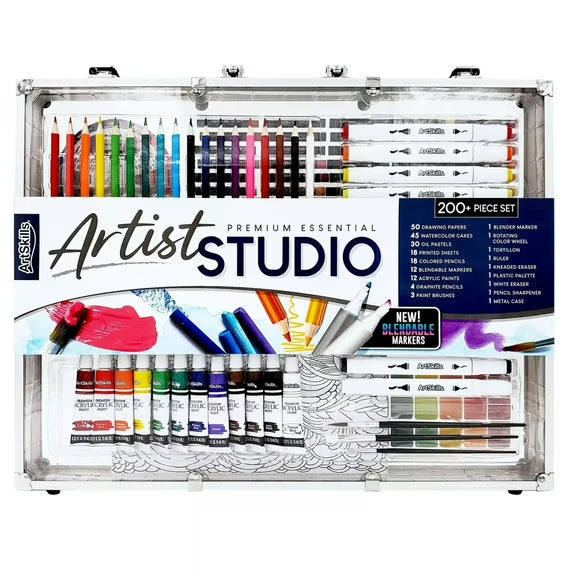 ArtSkills Essential Portable Premium Art Supply Kit for Beginner, 200 Pieces Drawing Set for Kids & Teens